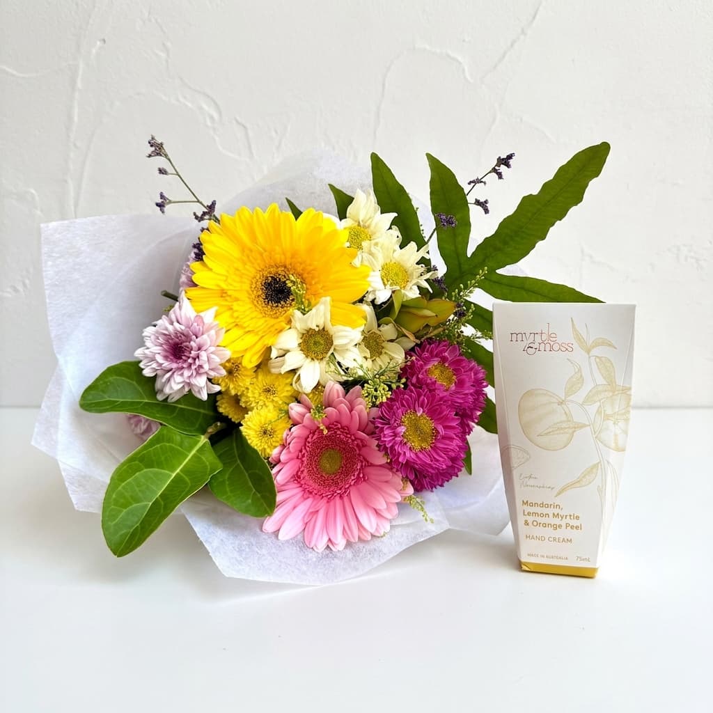 Seasonal Fresh Bouquet & Hand Cream